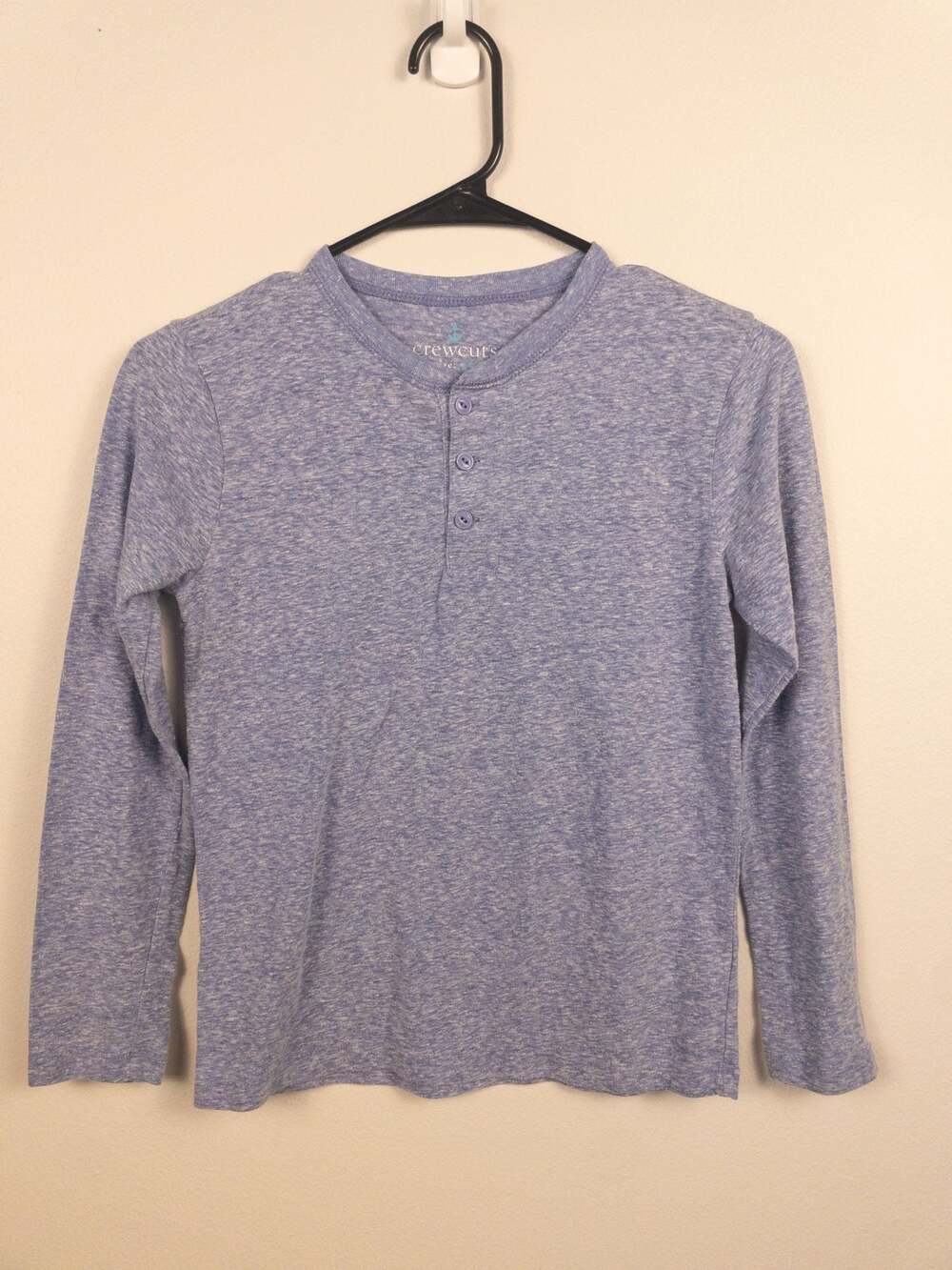 crewcuts Boys Long Sleeve Heathered Blue Henley Shirt Size 10